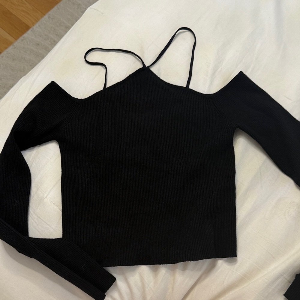 Zara Black Cold Shoulder Top